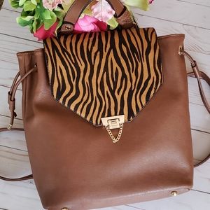 Dune London Backpack Calf Hair Leopard Print NWT